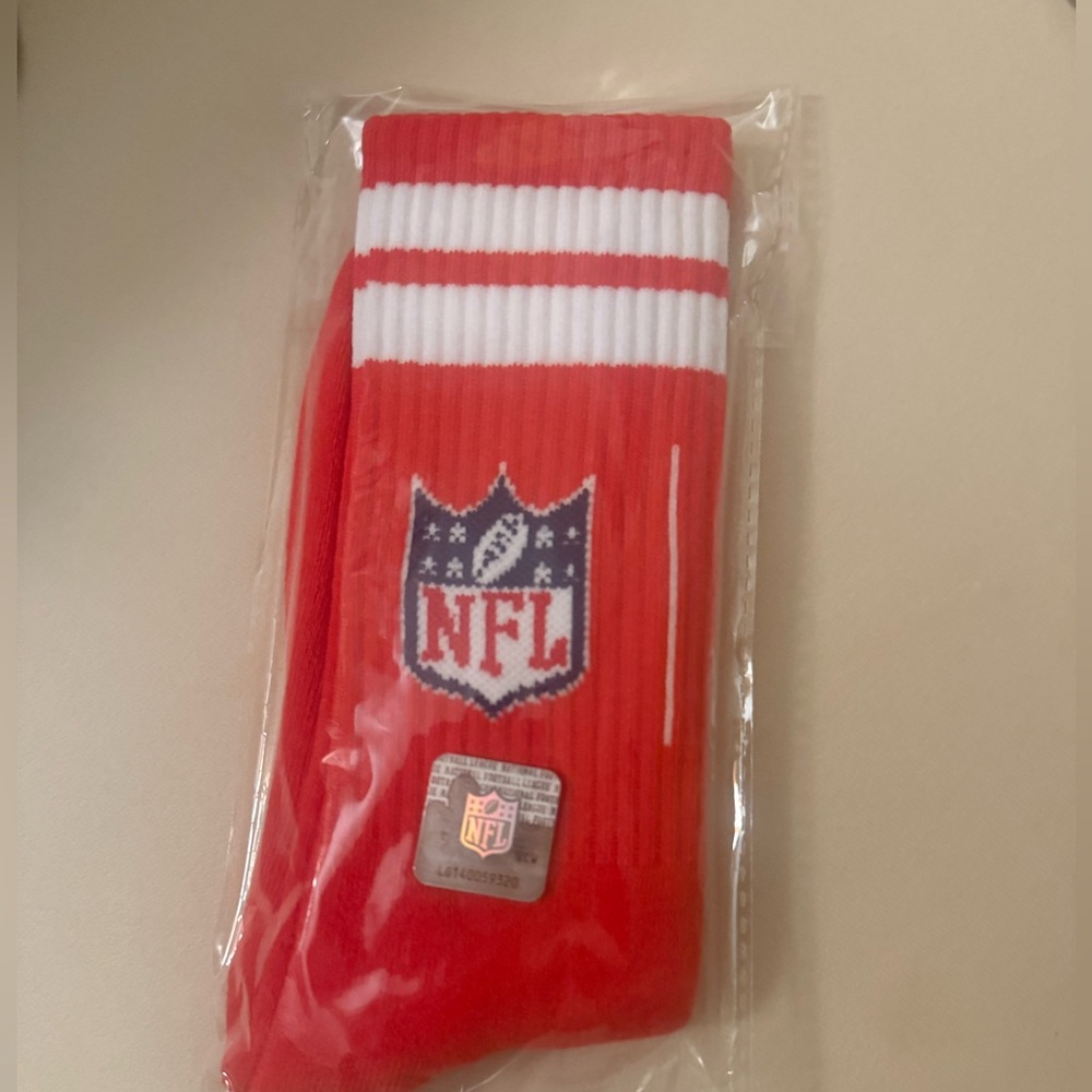 NWT NFL licensed Red White Logo Socks